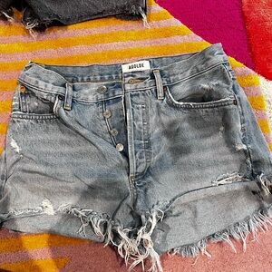 Agolde Blue Jean Shorts Distressed Cut-Off